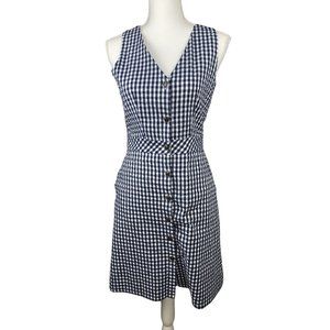 J Crew V-neck Button-Front Dress In Gingham Size 0